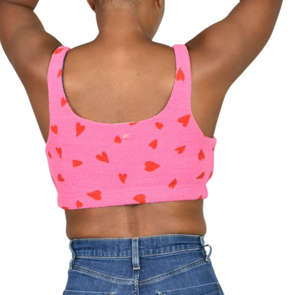 Yitty Pet Me Fuzzy Heart Crop Top Pink Fabletics Loungewear Sherpa Bra Red Large - Picture 4 of 11